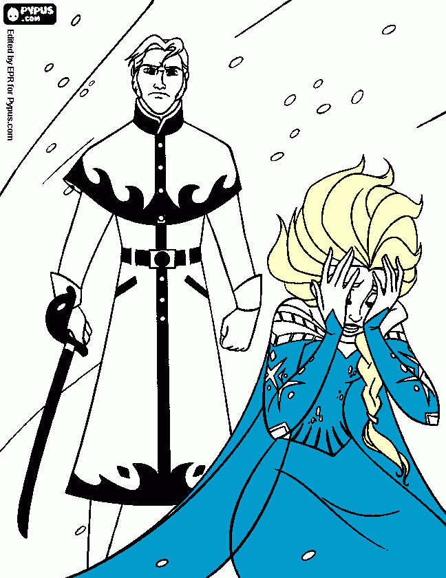 elsa-hans-espada para colorir e imprimir