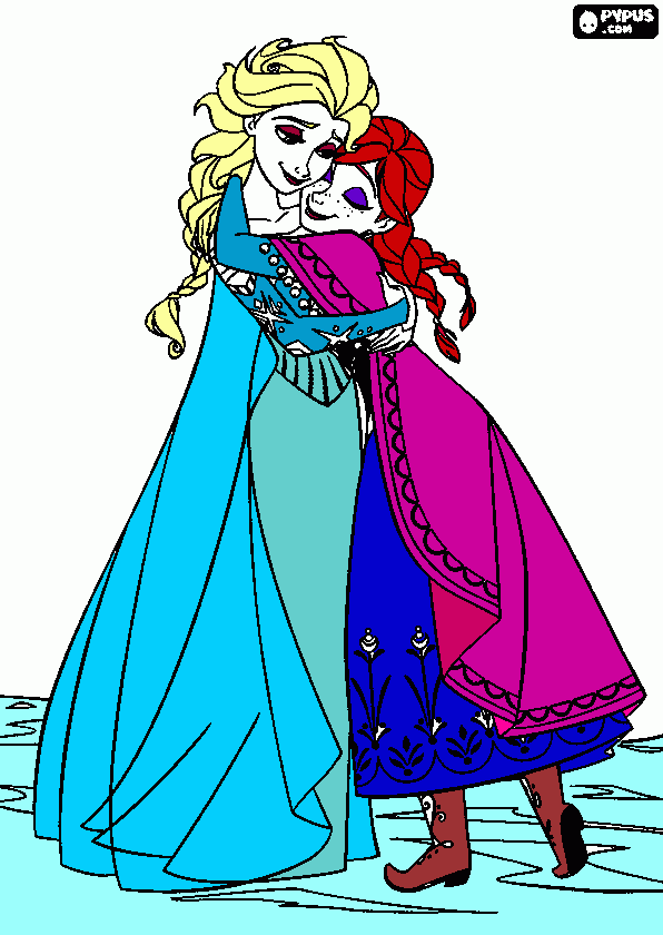elza e anna de frozen para colorir e imprimir