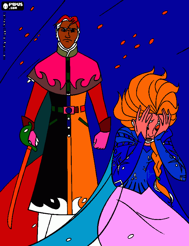 elza e hans para colorir e imprimir