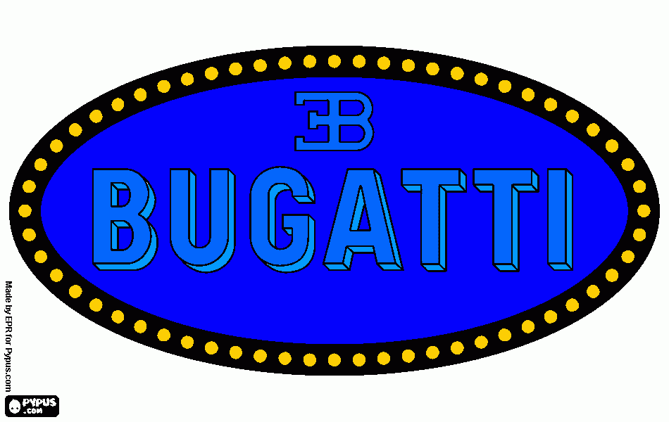 emblema criativo da serie de carros bugatti para colorir e imprimir