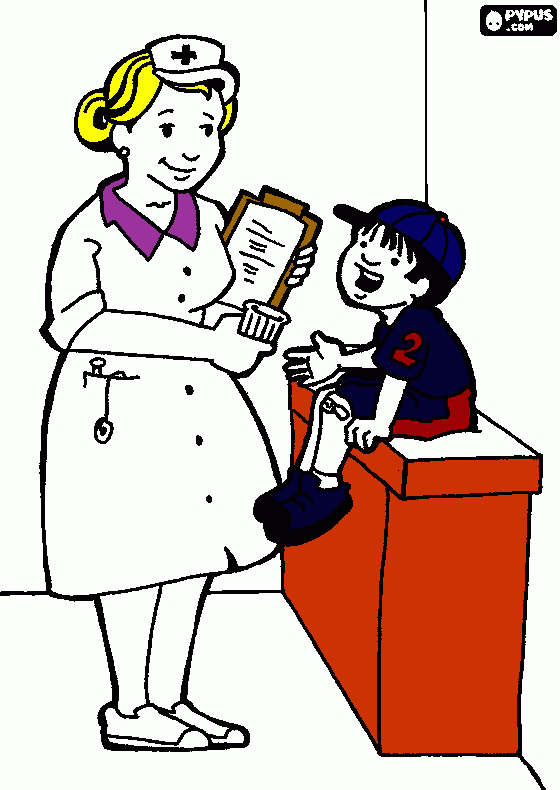 ENFERMEIRA CUIDANDO DE CRIANÇA para colorir e imprimir