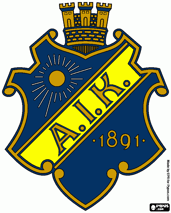 ESCUDO DO AIK SOLNA DA SUÉCIA para colorir e imprimir