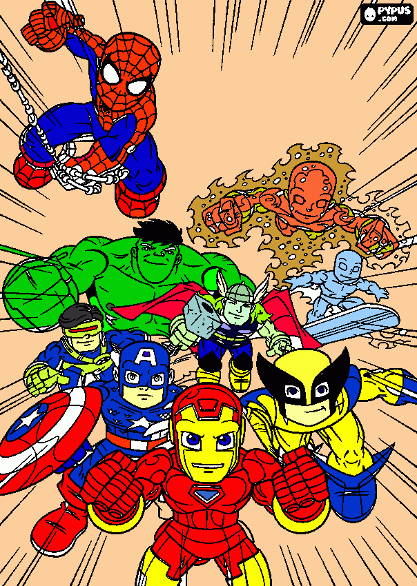 Esquadrão de Heróis ( Os Vingadores ) para colorir e imprimir
