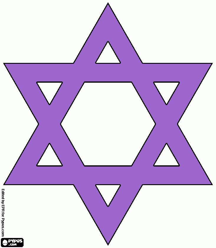 Estrela de Davi ou Selo de Salomão para colorir e imprimir