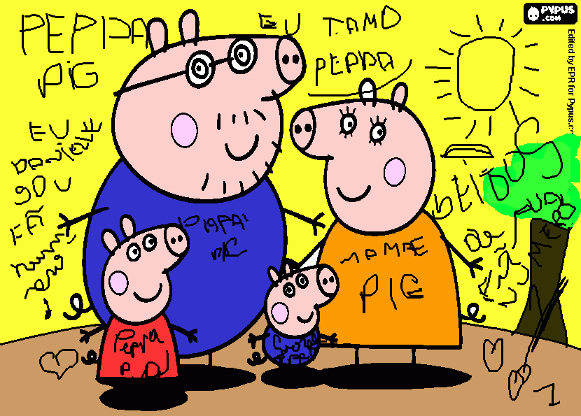 eu amo a PEPPA PIG E A FAMILIA DELA  para colorir e imprimir