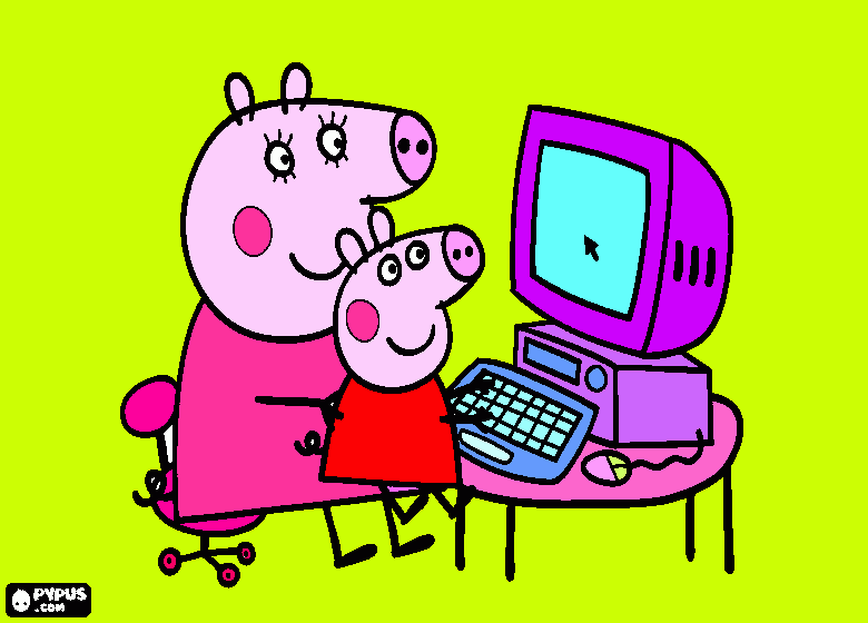 Eu e você no computador para colorir e imprimir