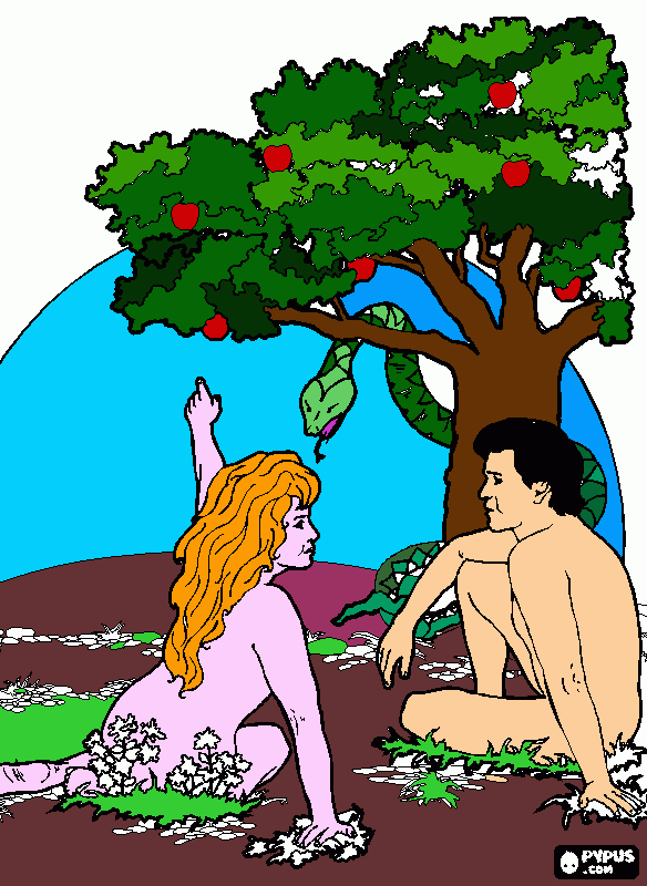 eva e adão para colorir e imprimir