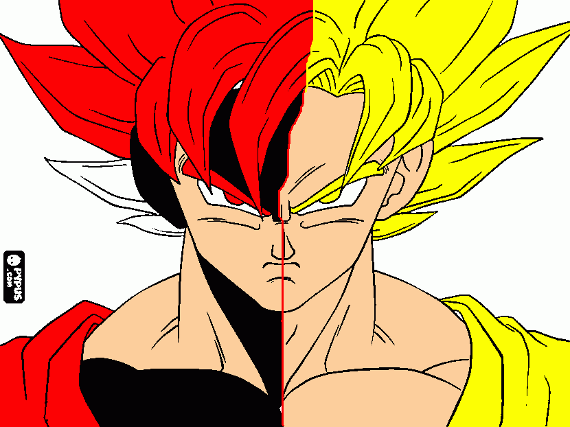 evil goku vs goku  para colorir e imprimir