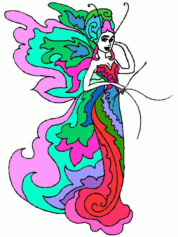 fada colorida para colorir e imprimir