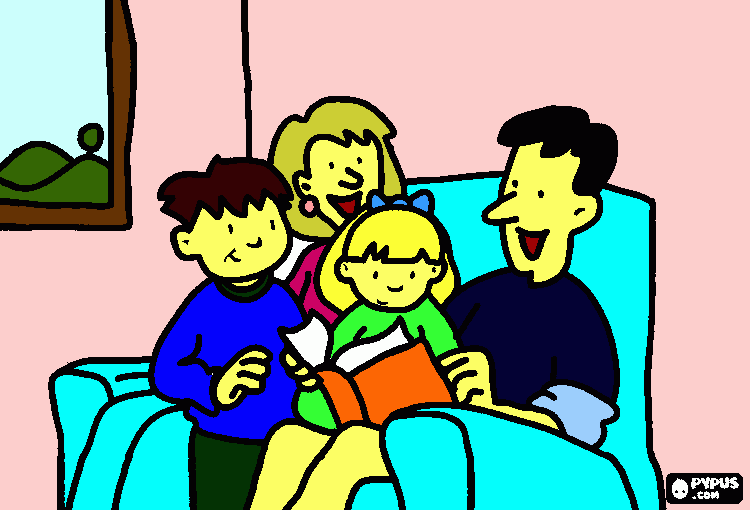 familia sofá para colorir e imprimir
