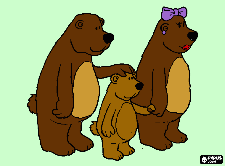 familia urso para colorir e imprimir