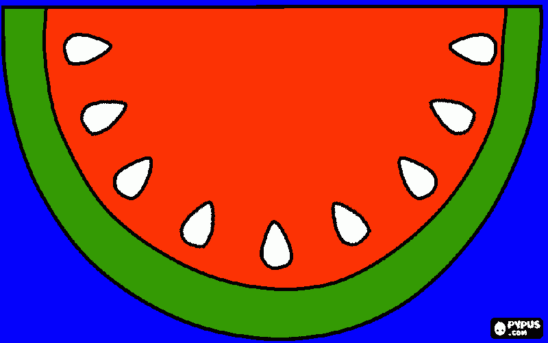 fatia de melancia com as sementes para colorir e imprimir
