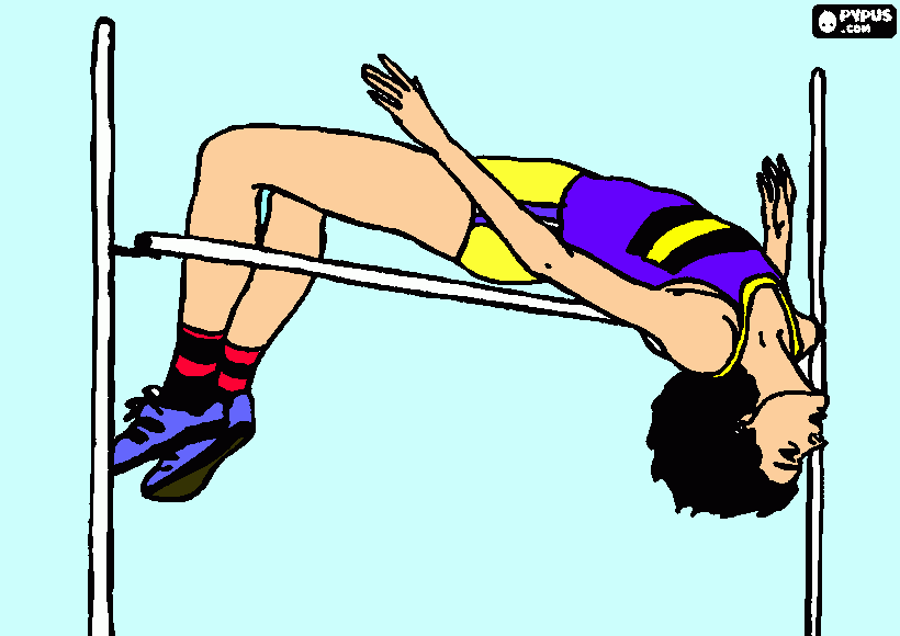 Figura de Atletismo: Salto em altura para colorir e imprimir