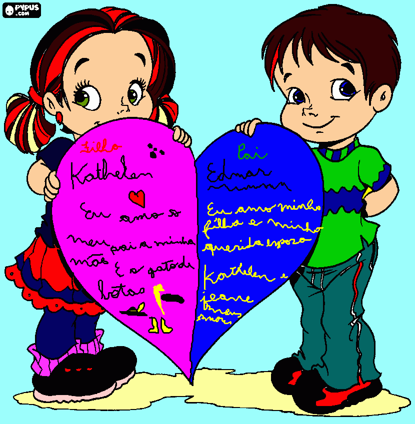 filha e pai escreveram uma frase muito bonitinha... para colorir e imprimir