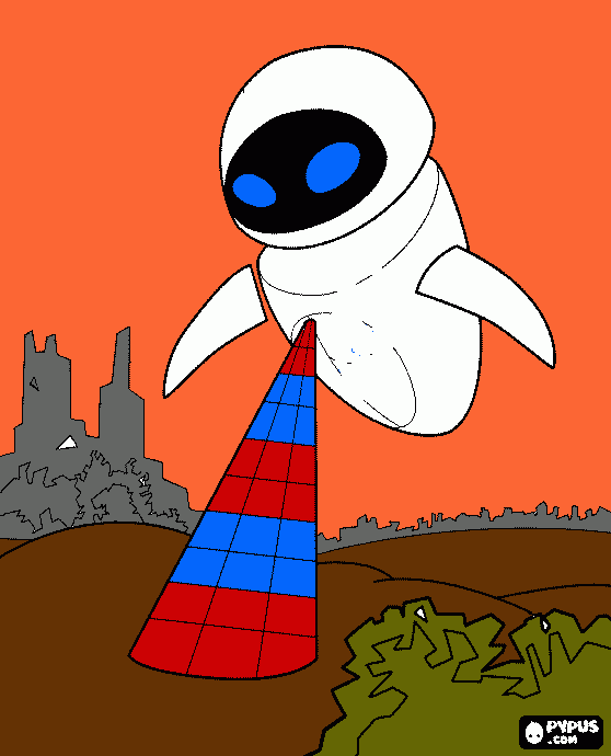 Filme Wall e - Eva procura planta na Terra para colorir e imprimir