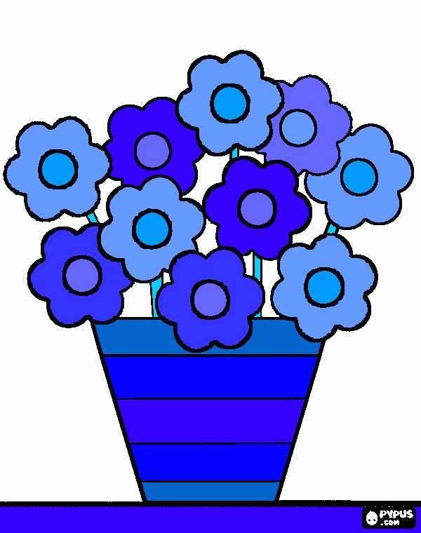 Flores azuis para colorir e imprimir