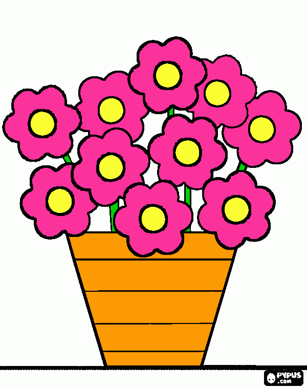 flores num vaso para colorir e imprimir