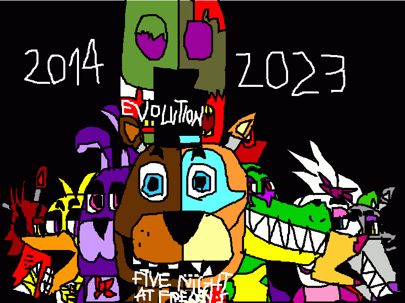 fnaf evolution 2014-2023 para colorir e imprimir