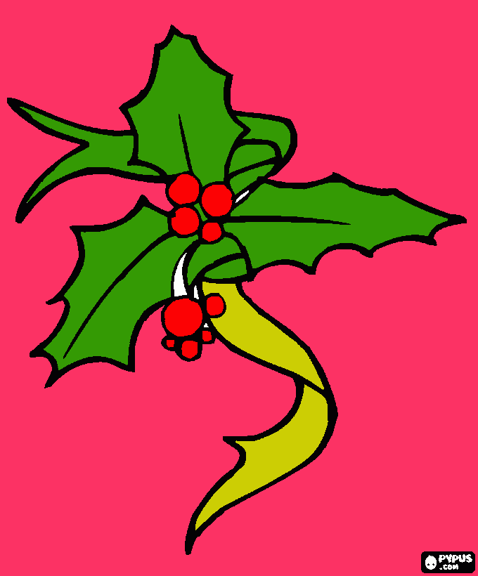 folhas de azevinho  para colorir e imprimir