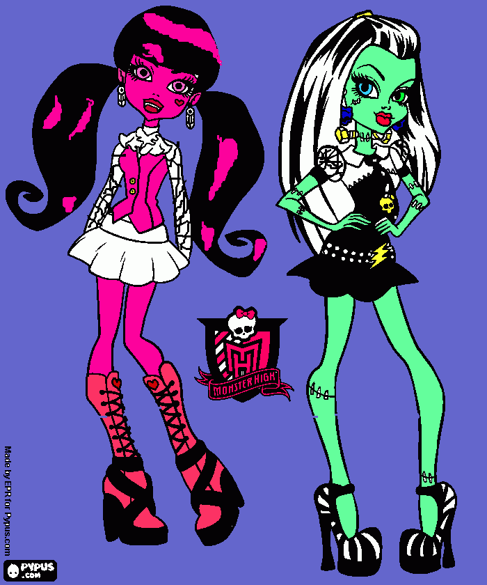 Frankie Stain e Draculaura para colorir e imprimir