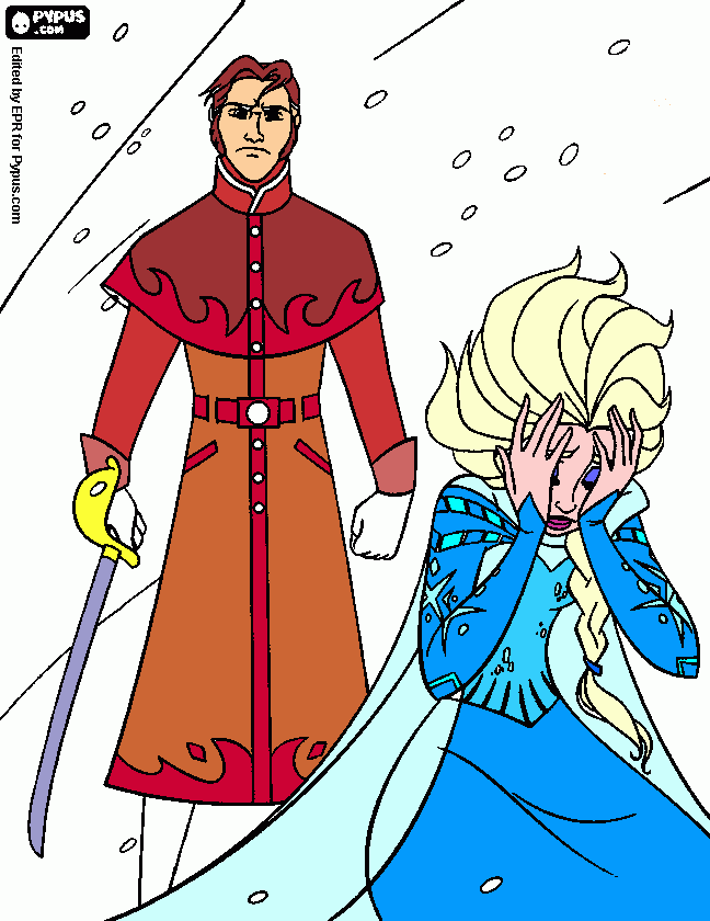 Fronze: Elssa Chorando,e o Malvado Hans  para colorir e imprimir