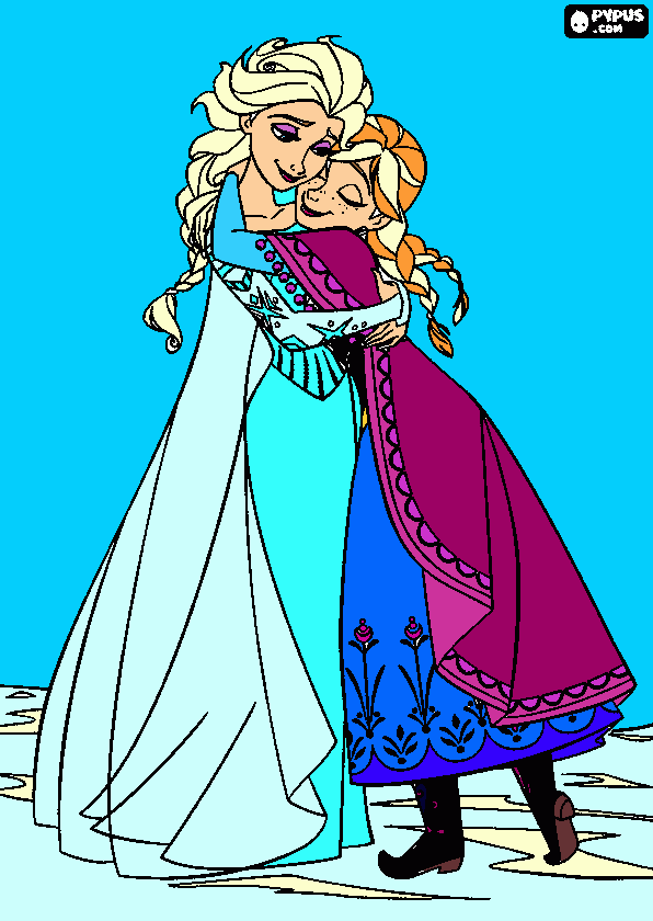 frozen anna e elsa  para colorir e imprimir