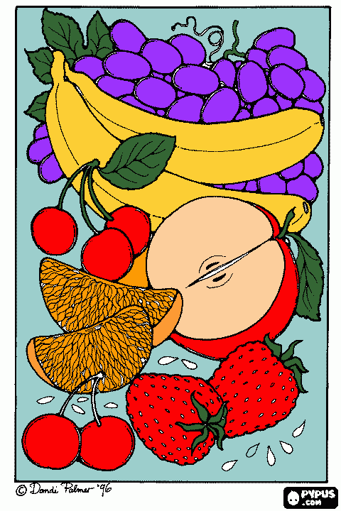 Frutas para colorir e imprimir