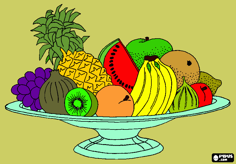 fruteira colorida para colorir e imprimir