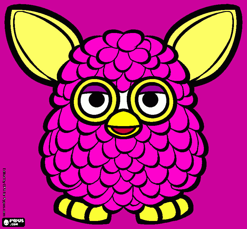 furby rosa e amarelo para colorir e imprimir