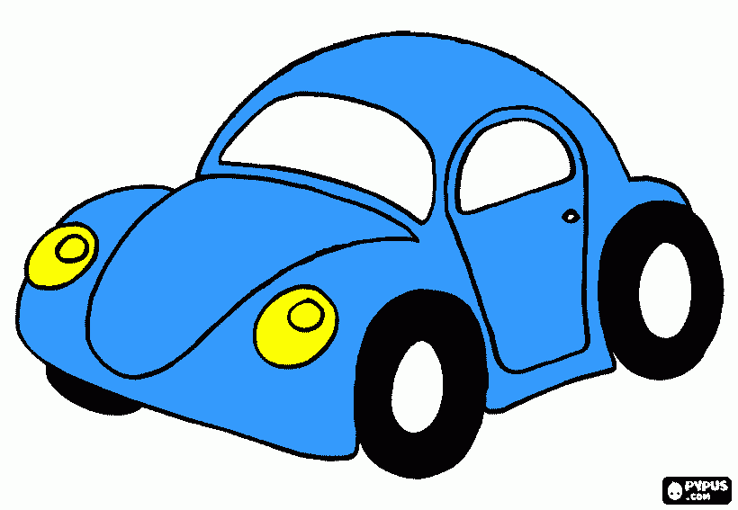 Fusquinha azul para colorir e imprimir