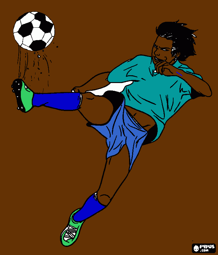 futelista  chutando a  bola para colorir e imprimir