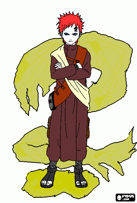 Gaara da areia da areia para colorir e imprimir