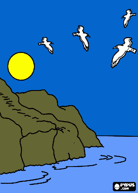 Gaivotas voando para colorir e imprimir