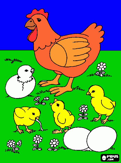 galinha ruiva para colorir e imprimir