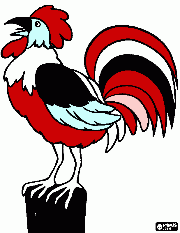 Galo Caipira Cantando para colorir e imprimir