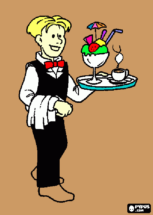 garçom para colorir e imprimir