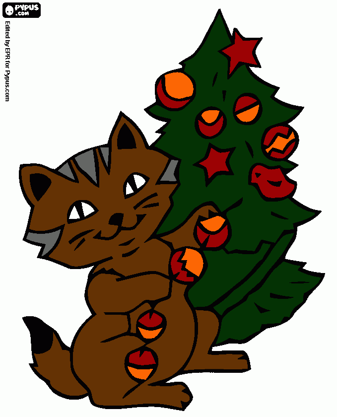gatinho do papai noel para colorir e imprimir