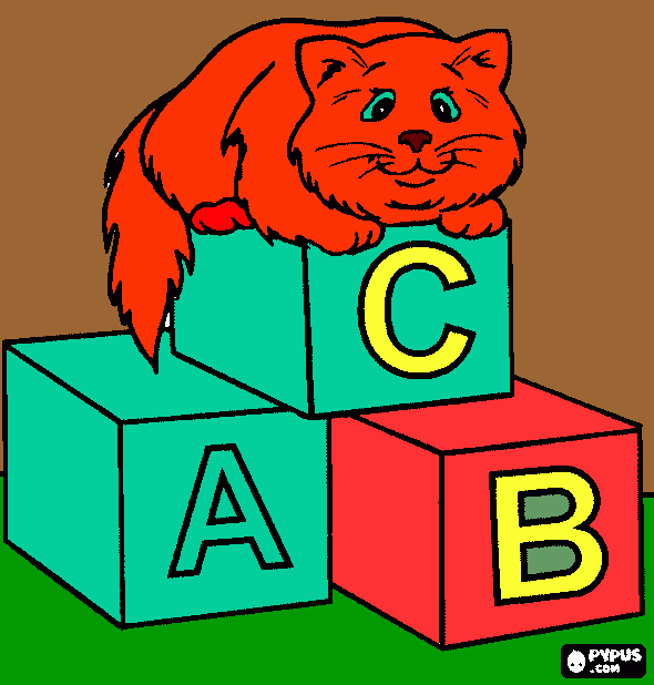 GATINHO NAS LETRAS para colorir e imprimir