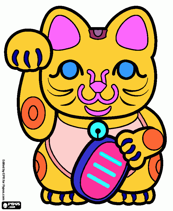 gato da sorte para colorir e imprimir