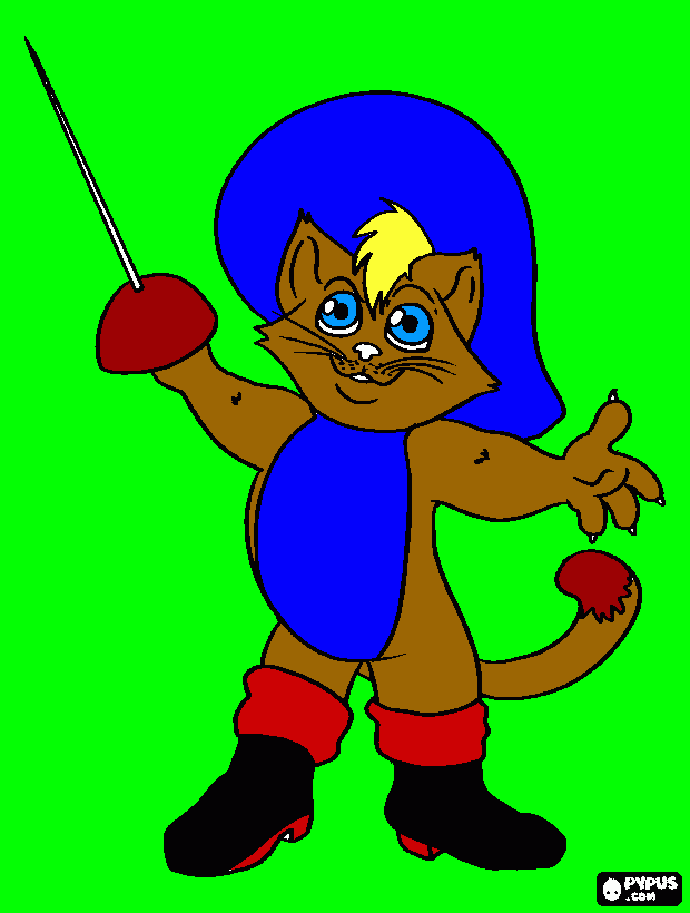 gato de bota para colorir e imprimir