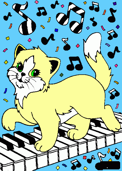 GATO E TECLADO para colorir e imprimir