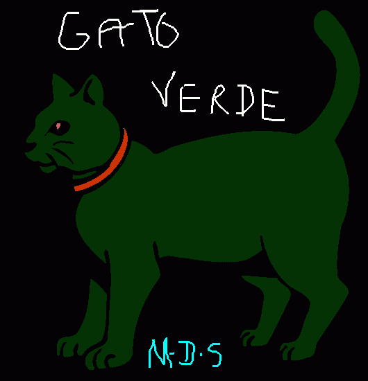 gato verde para colorir e imprimir