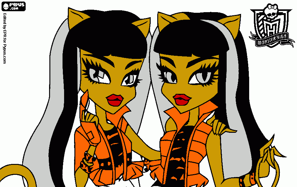 gemeas de meowlody e purrsephone para colorir e imprimir