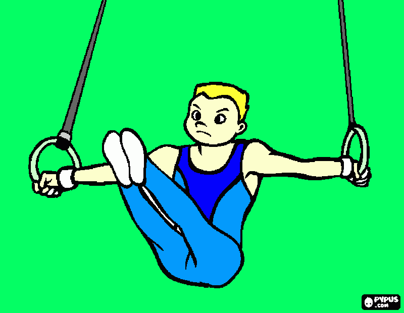 ginasta nas argolas para colorir e imprimir