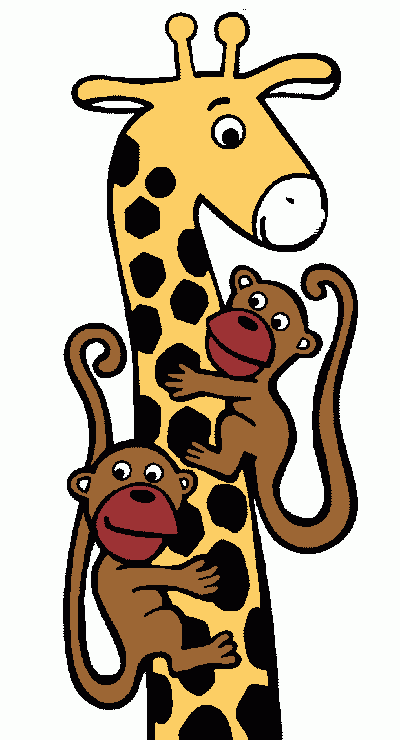 girafa com macacos para colorir e imprimir