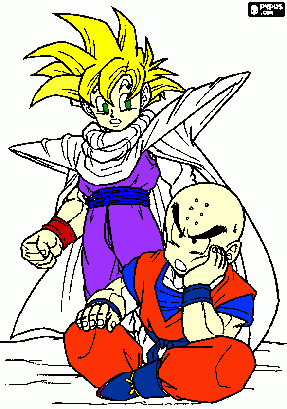 Gohan e Krilin para colorir e imprimir