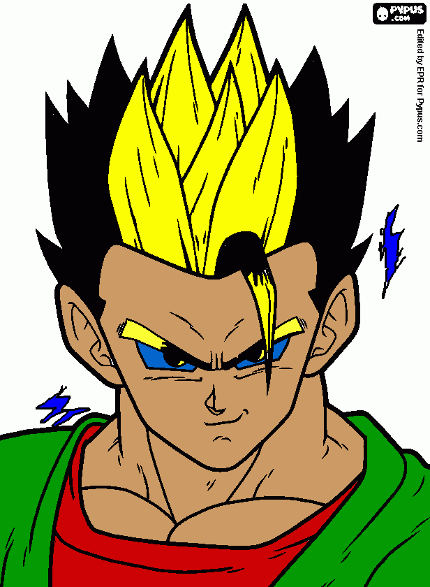 gohan fuzão com goku vegeta trunks e goten para colorir e imprimir