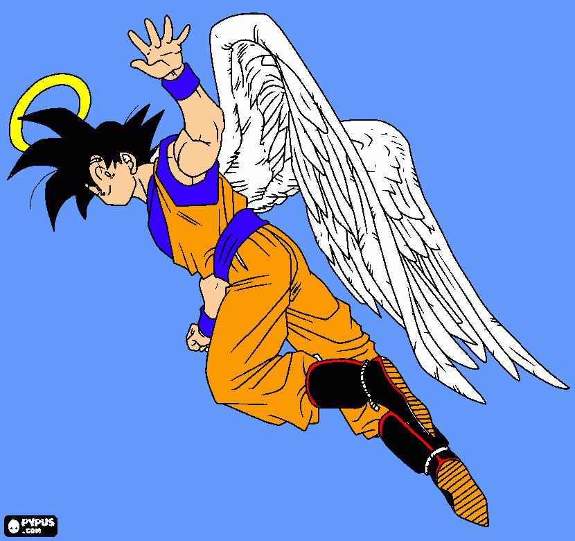 goku como anjo para colorir e imprimir