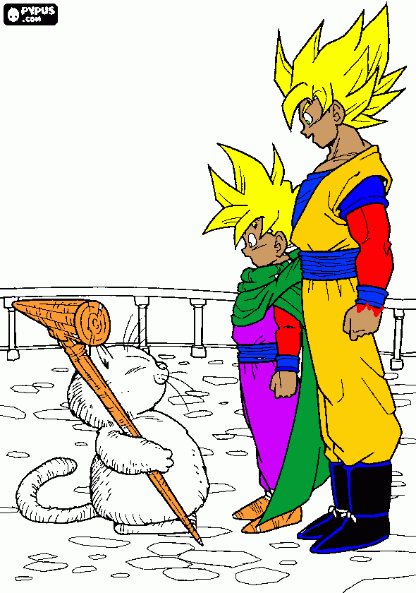 goku e gohar para colorir e imprimir