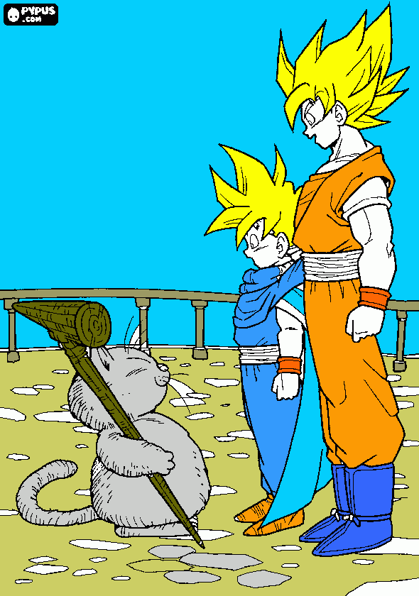 goku e goran para colorir e imprimir